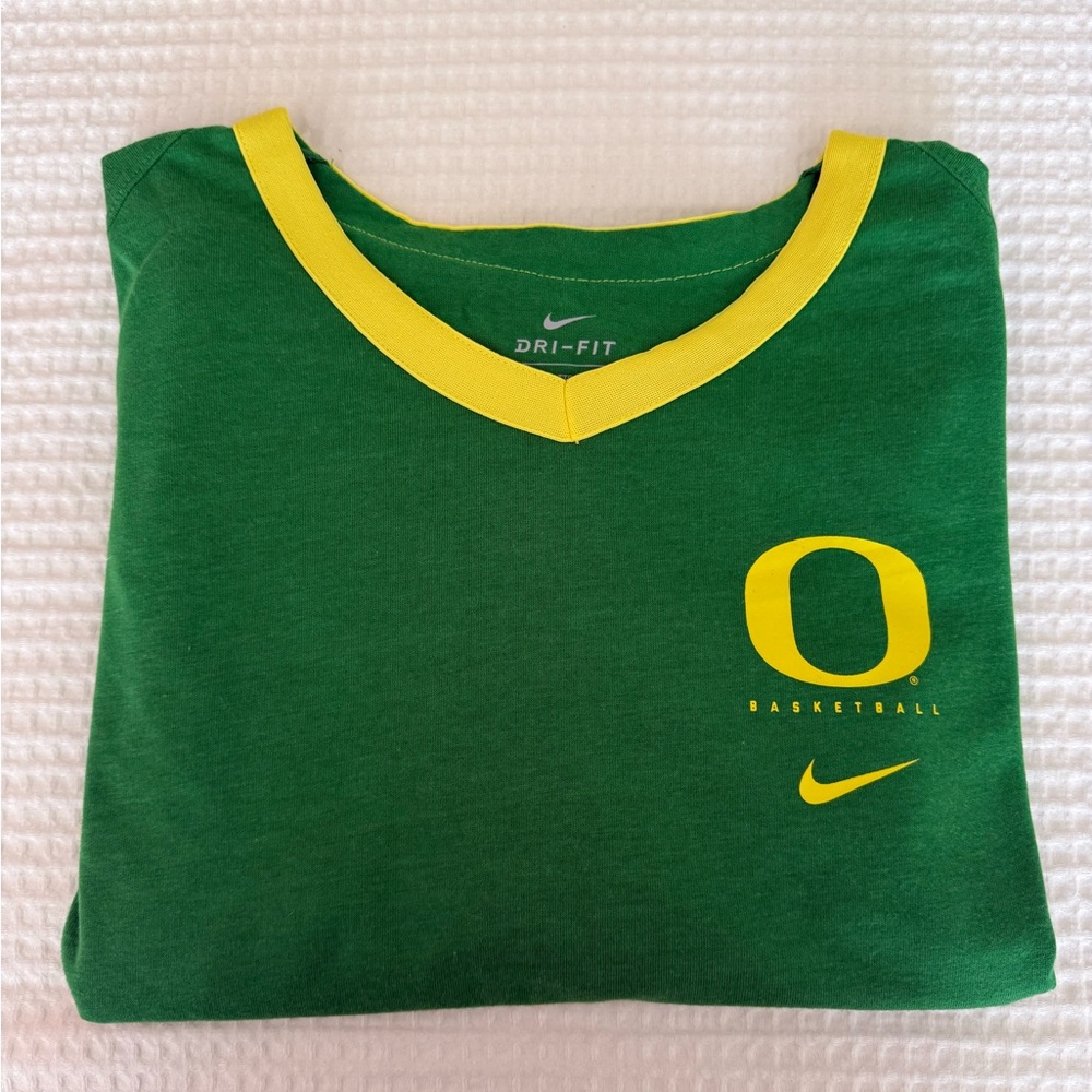 Nike Green Tee with Yellow Trim and Oregon 'O' Logo
